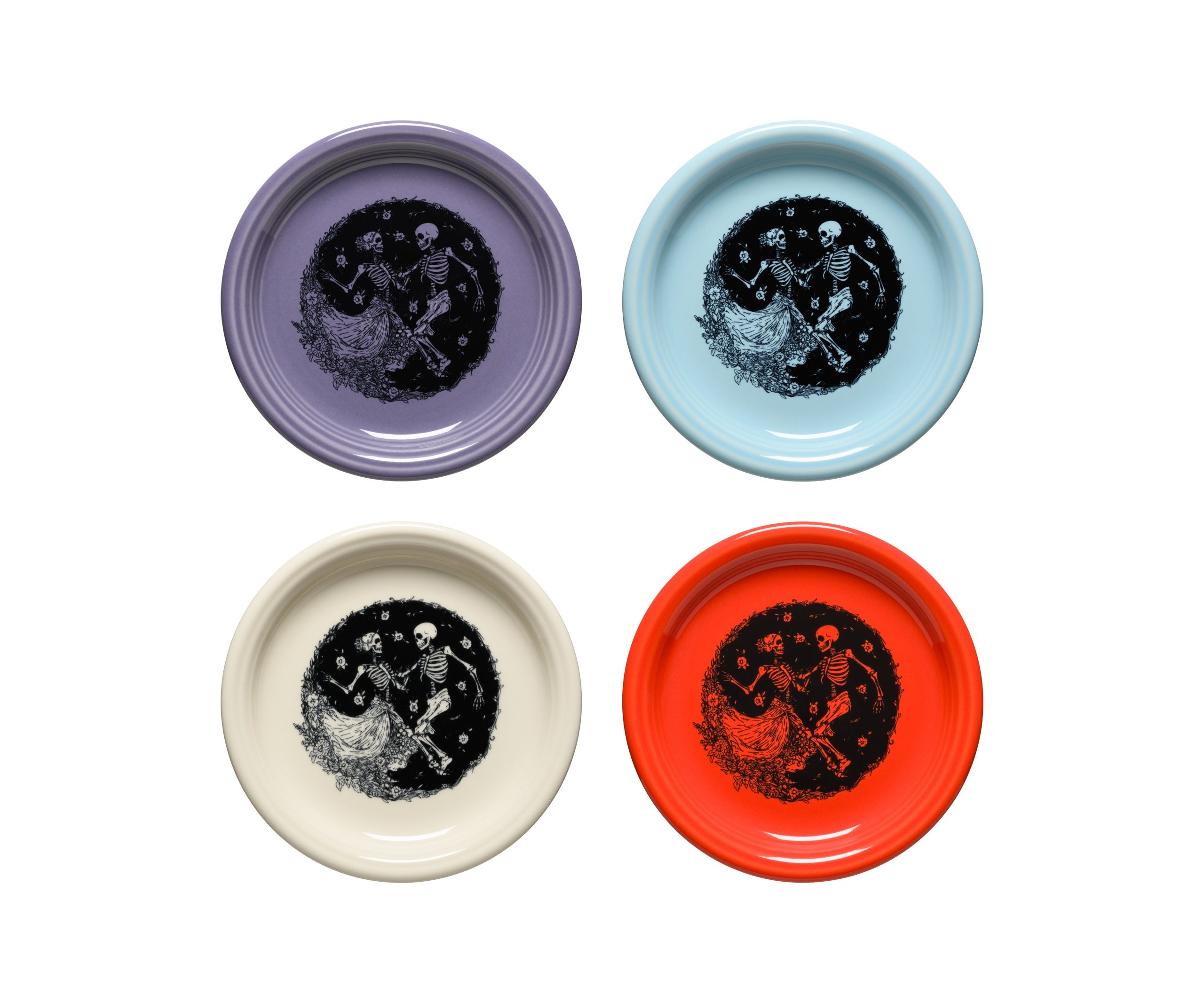 Fiesta Skeleton Duet Mixed Colors Set of 4 Bistro Coupe 7 1/4-Inch Salad Plate