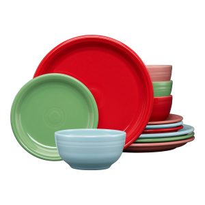 Fiesta Peppermint Frost Mixed Color Bistro Coupe 12-Piece Dinnerware Set, Service for 4