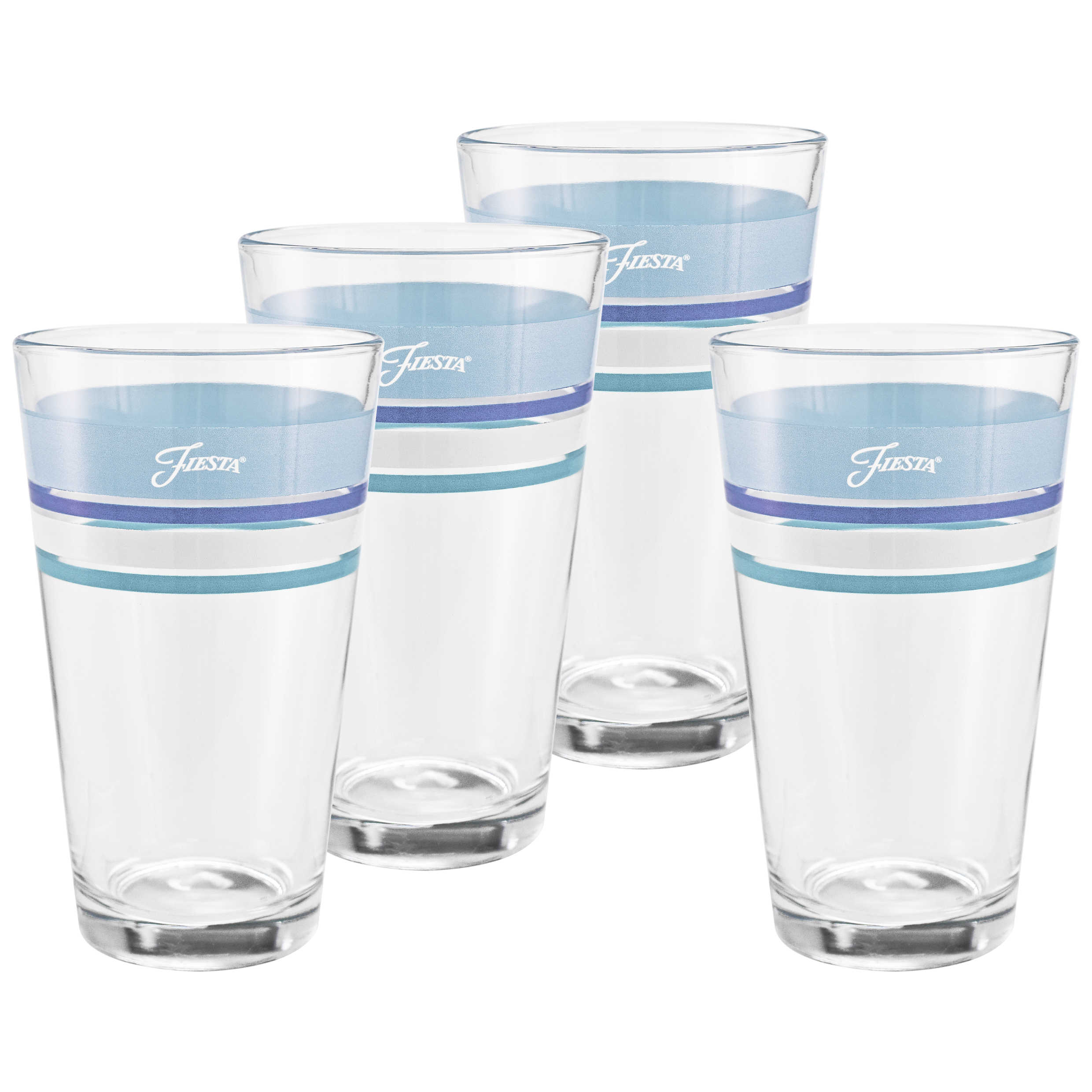 Fiesta 16 oz. Fiesta® Edgeline Coastal Blue Cooler Glass - Set of 4