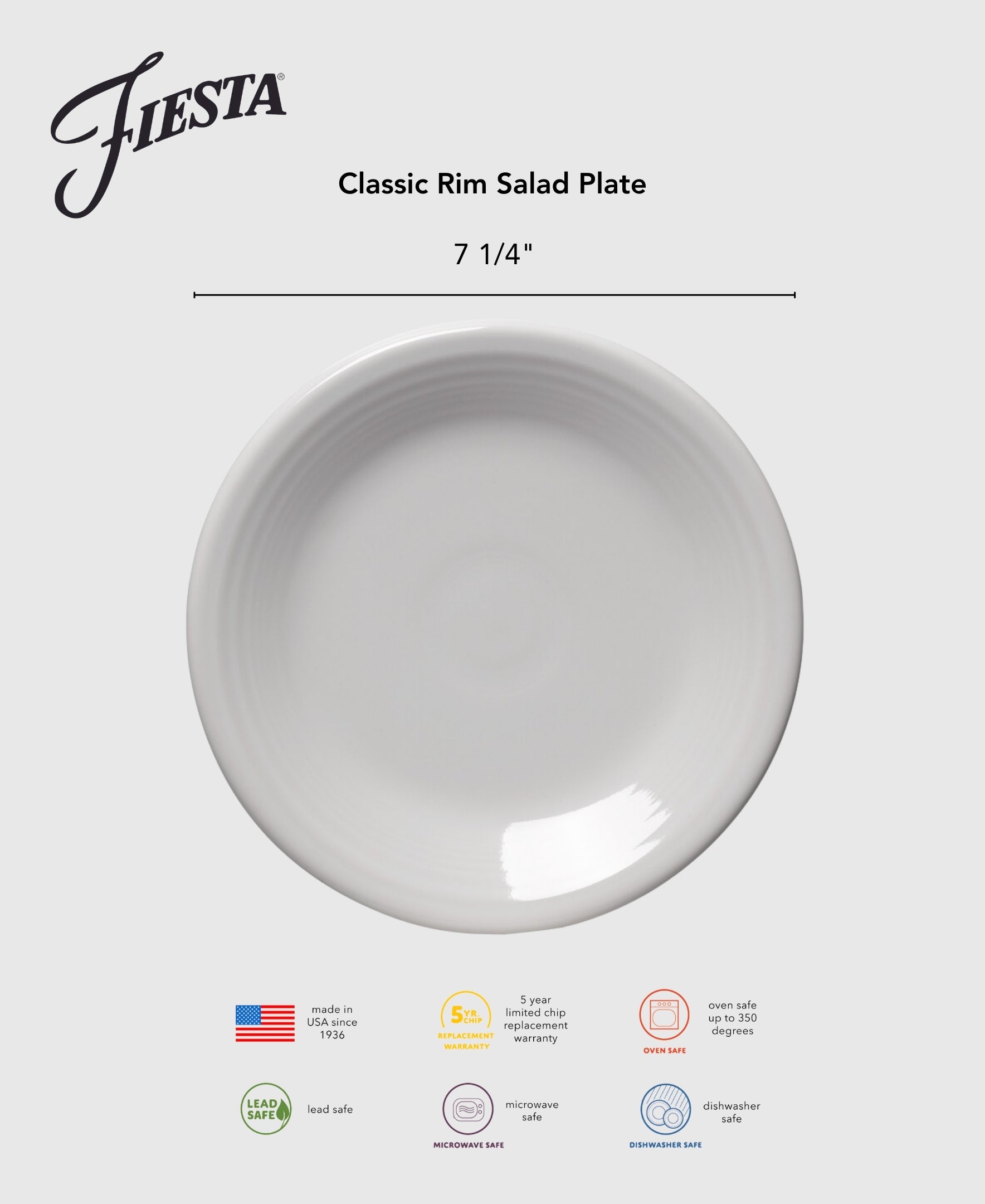 Fiesta Classic Rim 7 1/4 Inch Salad Plate Foundry - Image 3