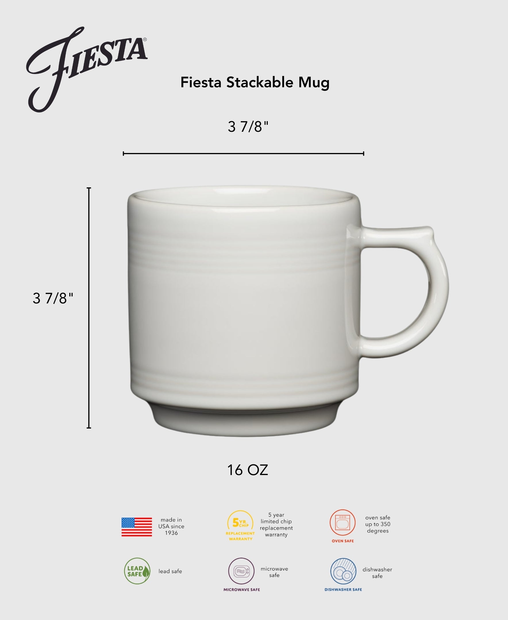 Fiesta Sky 16 OZ Set of 4 Stackable Mug Set - Image 2