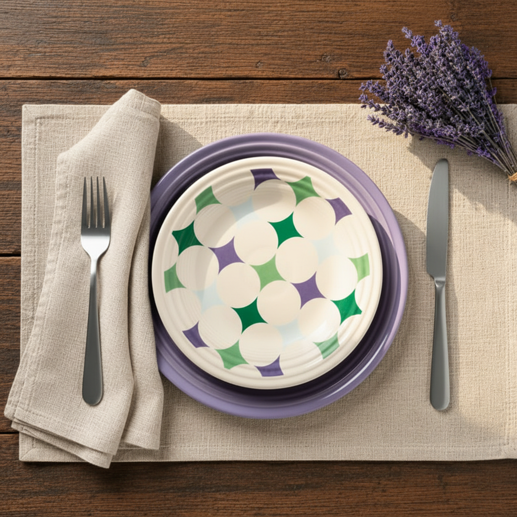 Fiesta Lavender Bloom Kaleido Circles Classic Rim 9 Inch Luncheon Plate - Image 2